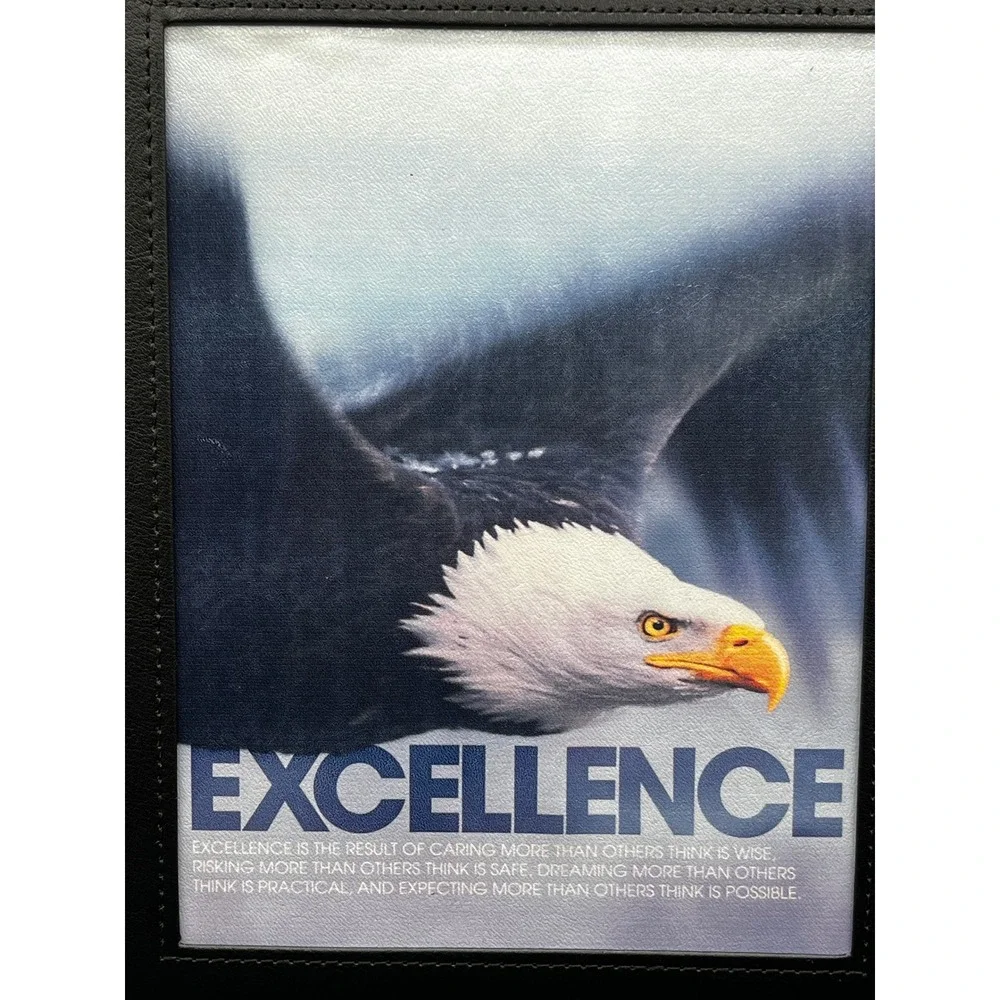 Successories Excellence Bald Eagle Black Faux Leather Padfolio Portfolio 9